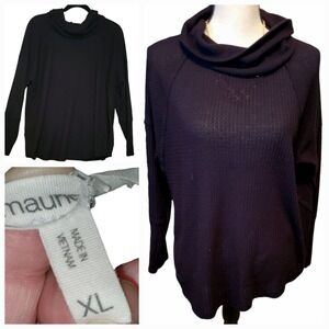 Maurices Sweater Top Size XLarge Long Sleeve Cowl Neck Cozy Waffle slouch Raw
